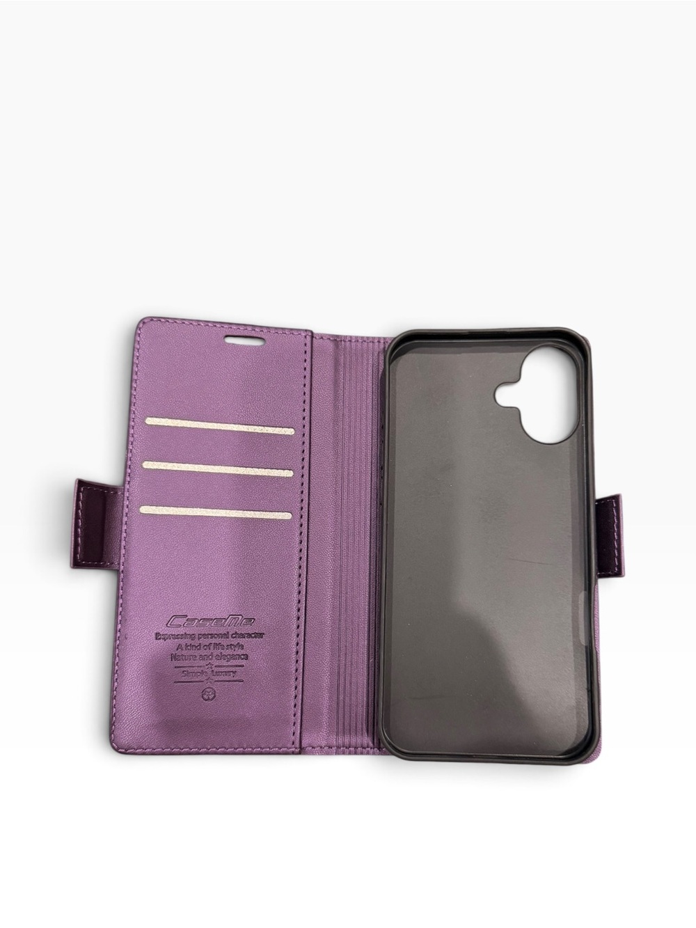 New- iPhone 16 case- Purple Wallet-Style Phone Case with Card Slots